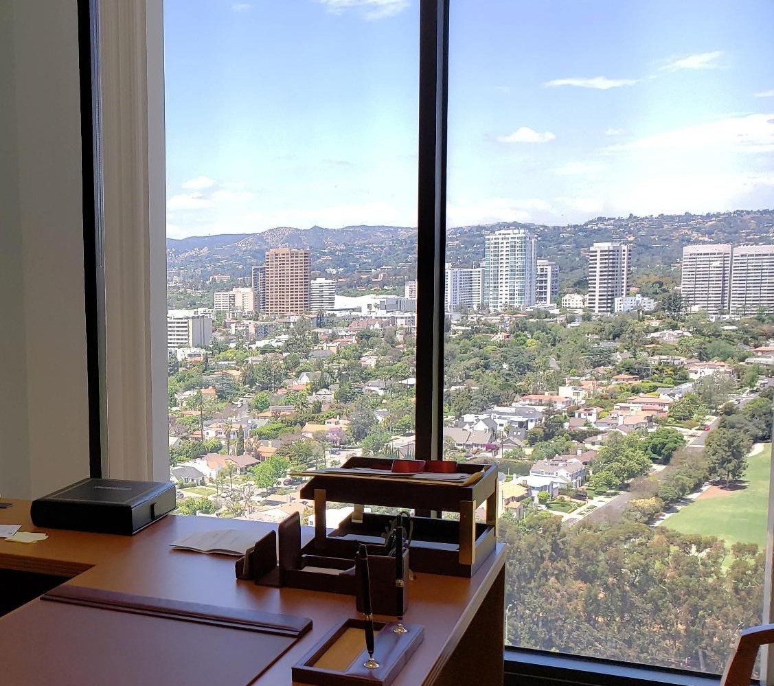 The Shah Grossi Law & Counsel office in Century City, overlooking Los Angeles